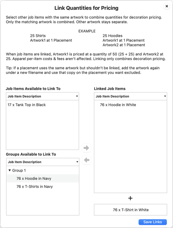 Updated Link Quantities